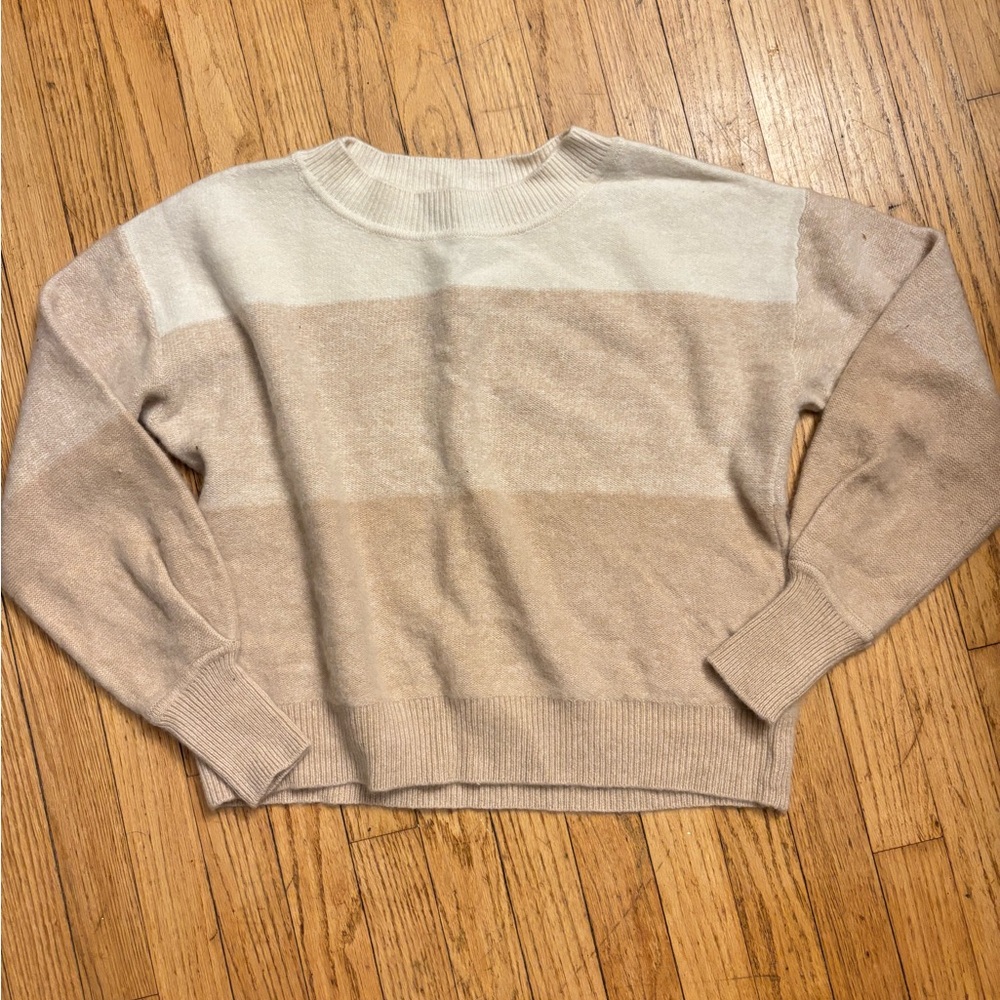 Cashmere Beige and Cream Women's Sweater